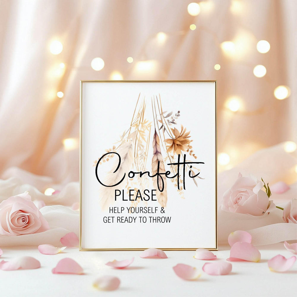 Boho Confetti Wedding Party Sign - Larosier Prints
