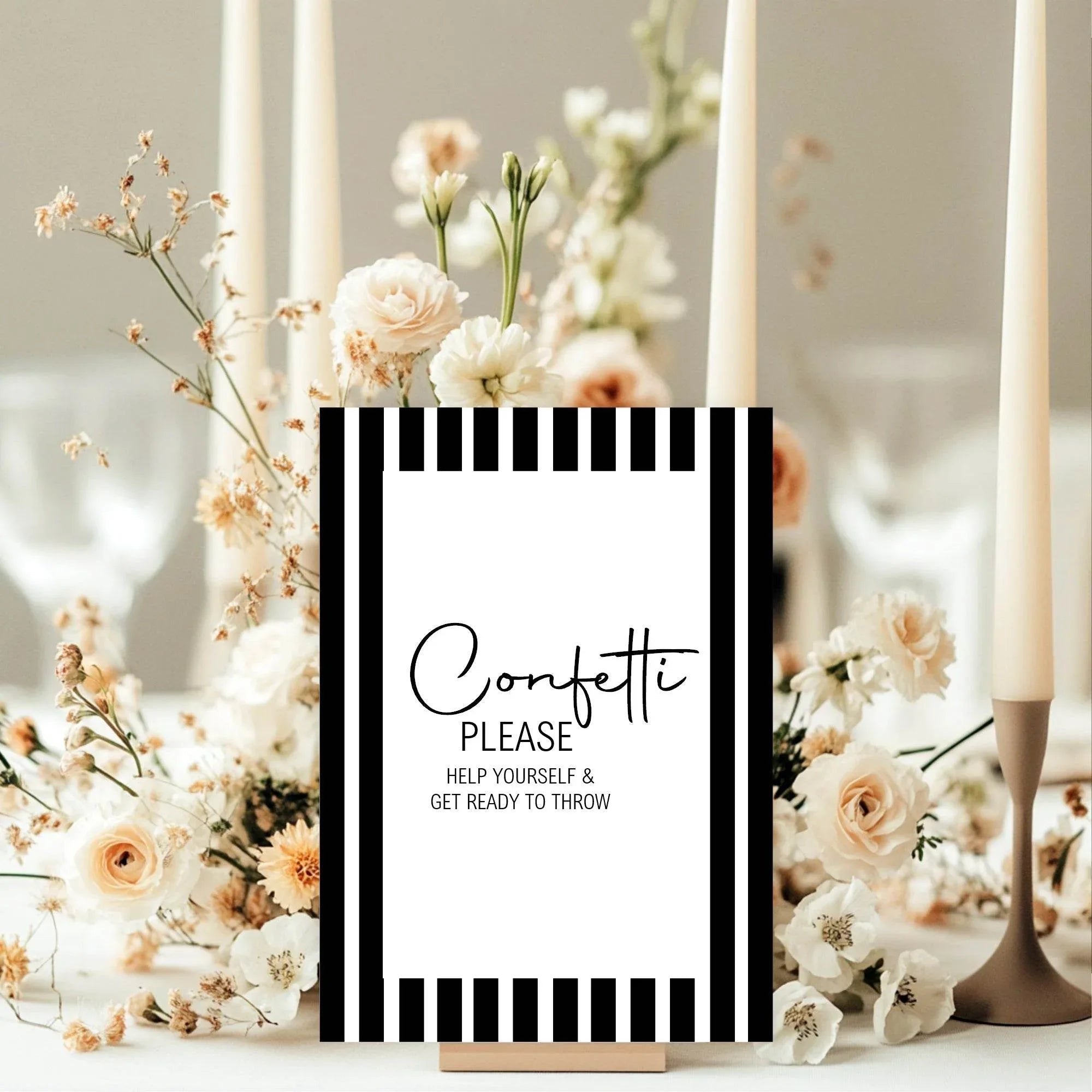 Black & White Confetti Wedding Party Sign - Larosier Prints