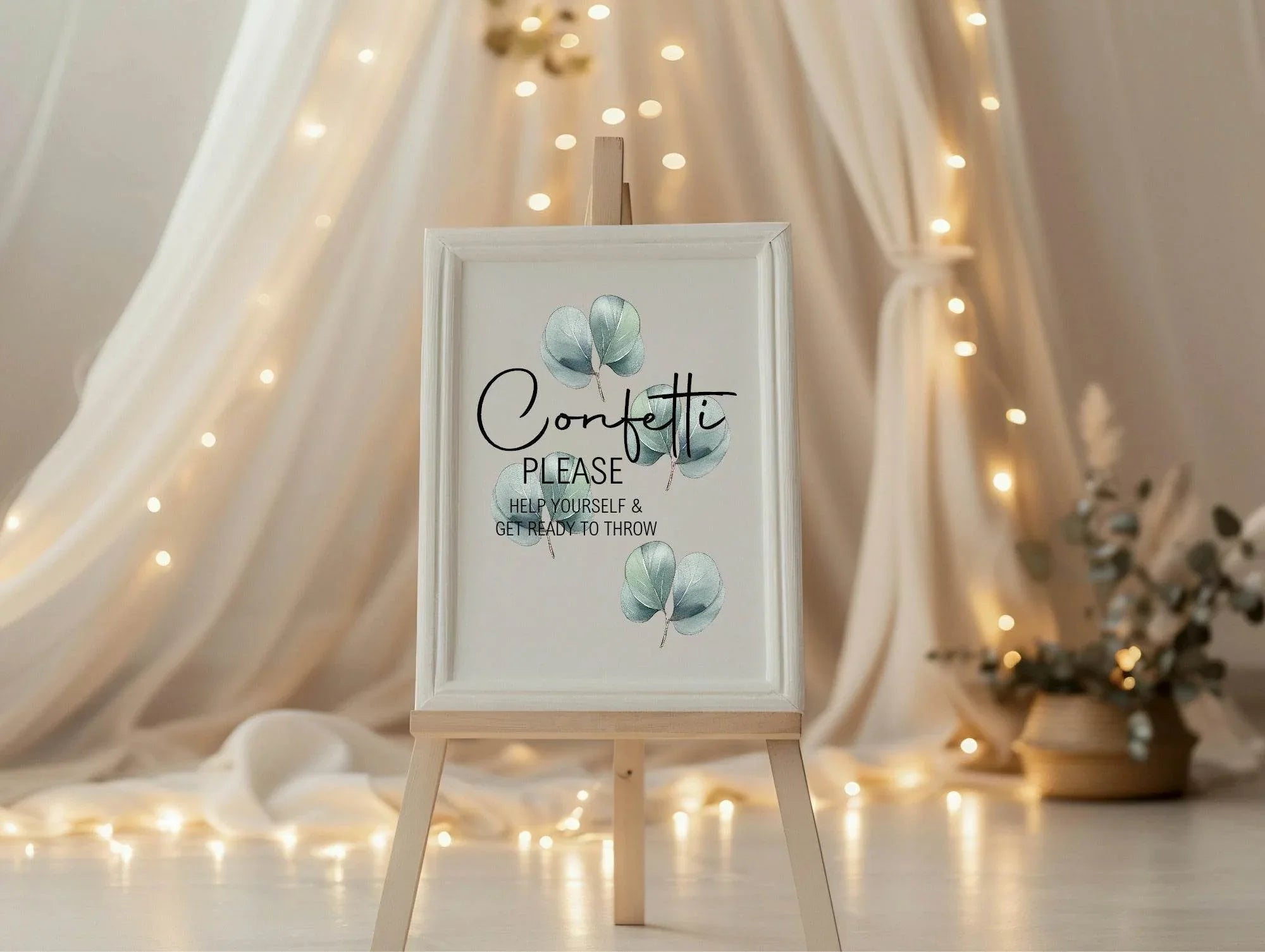 Eucalyptus Confetti Wedding Party Sign - Larosier Prints