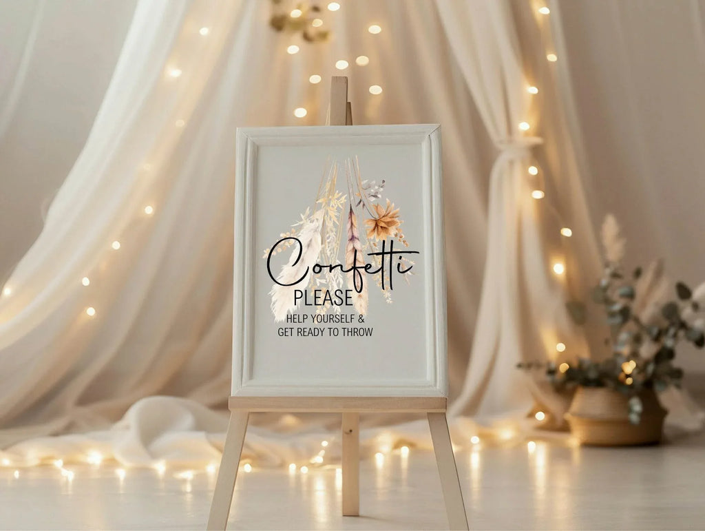 Boho Confetti Wedding Party Sign - Larosier Prints