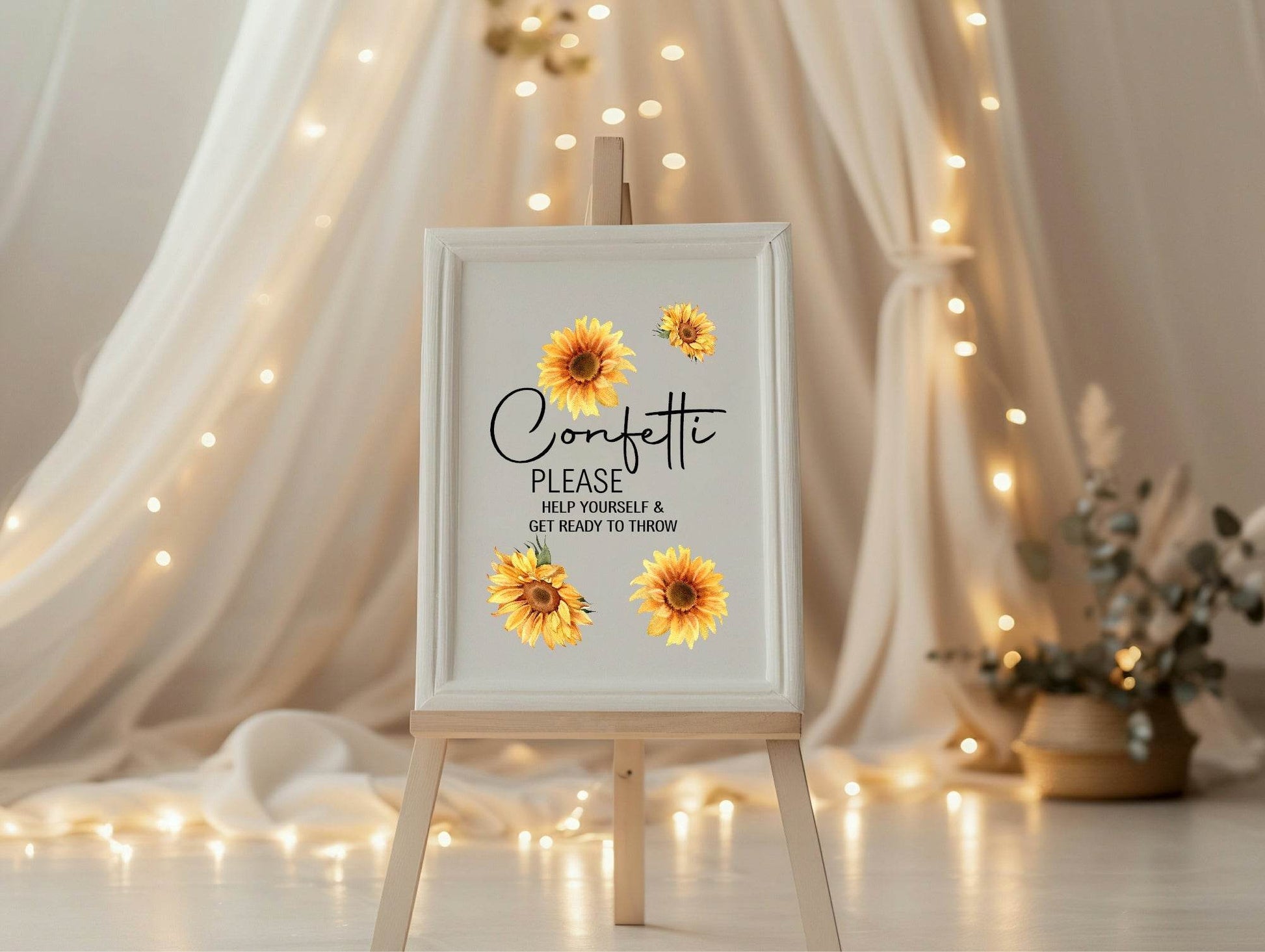 Sunflower Confetti Wedding Party Sign
