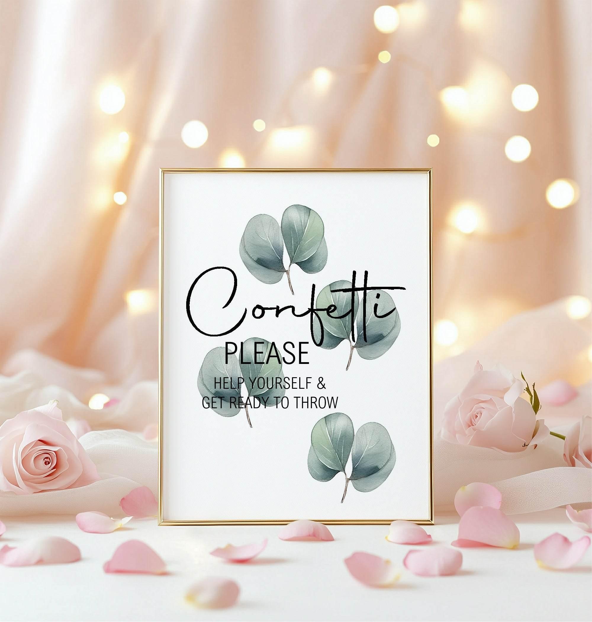 Eucalyptus Confetti Wedding Party Sign - Larosier Prints