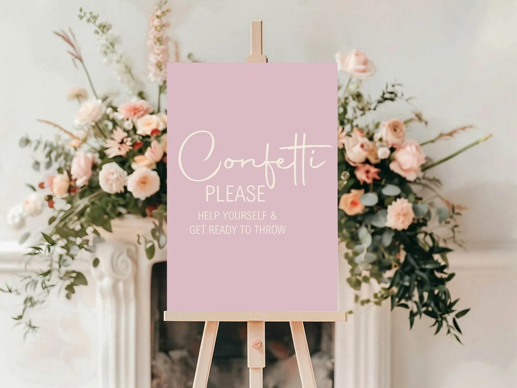 Dusky Pink Confetti Wedding Party Sign - Larosier Prints
