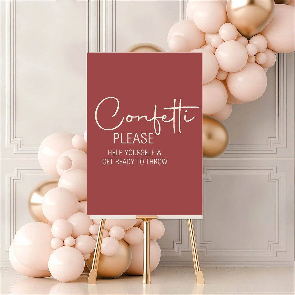 Rosewood Confetti Wedding Party Sign - Larosier Prints