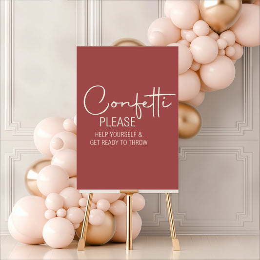 Rosewood Confetti Wedding Party Sign