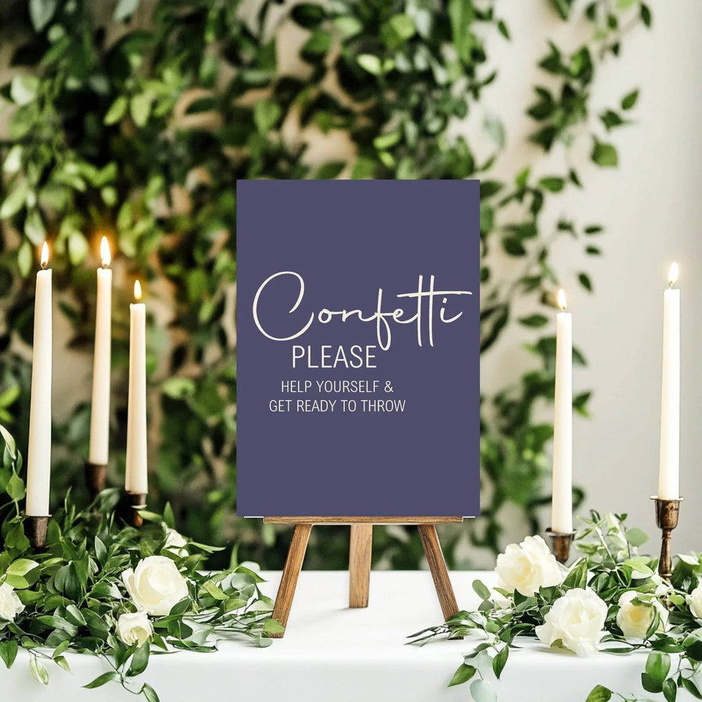 Sapphire Confetti Wedding Party Sign - Larosier Prints
