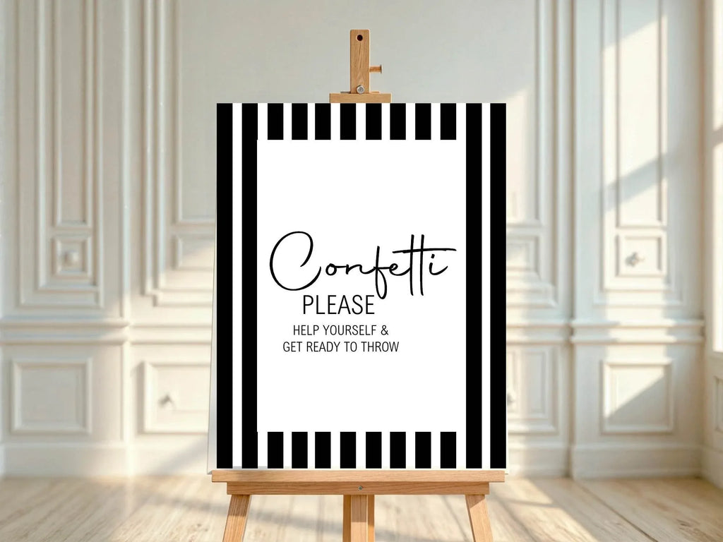 Black & White Confetti Wedding Party Sign - Larosier Prints