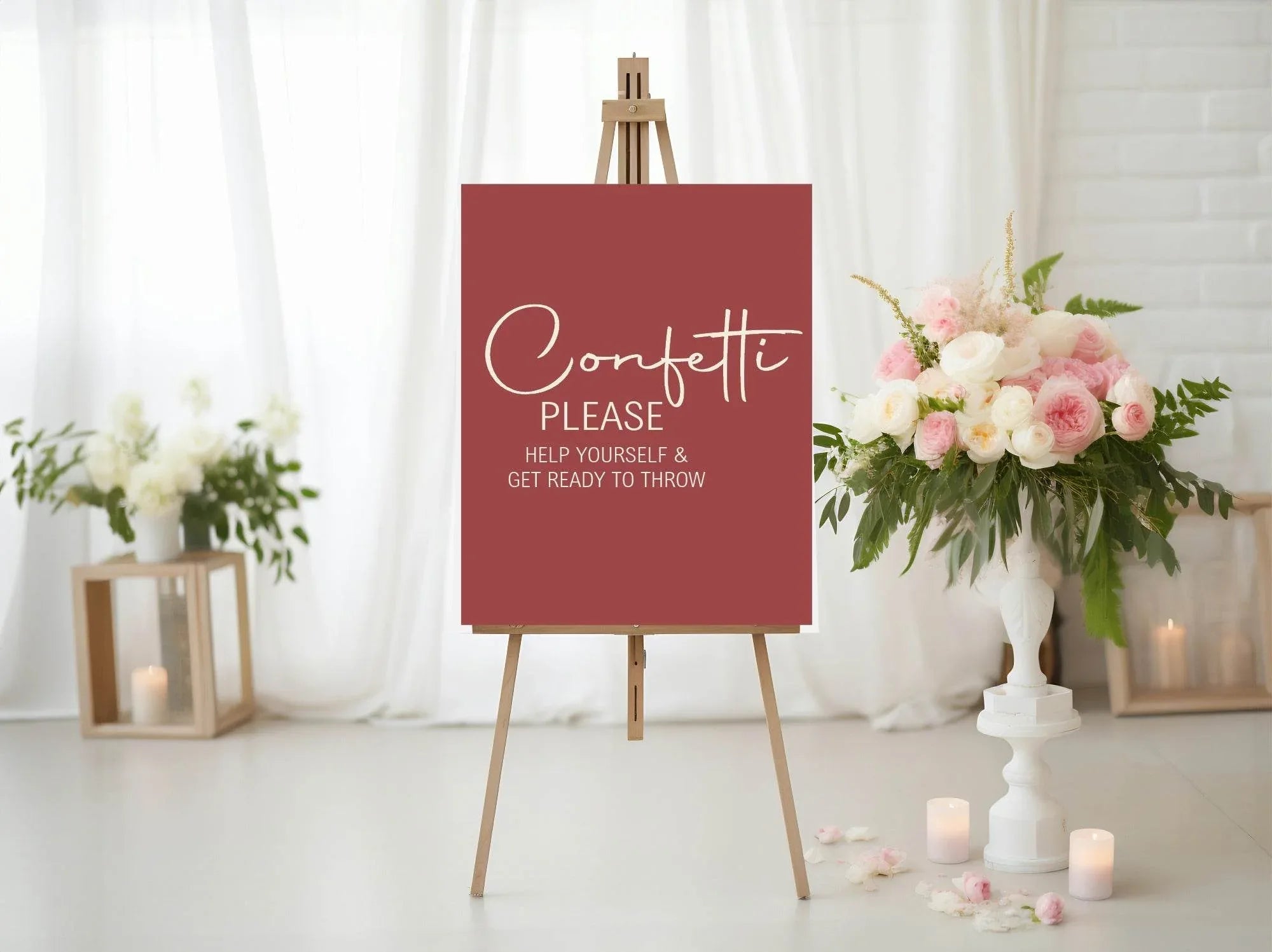 Rosewood Confetti Wedding Party Sign - Larosier Prints