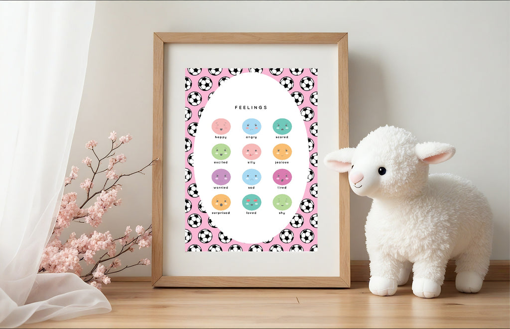 Pink Football Feelings Poster | Emotional Support Tool Wall Art