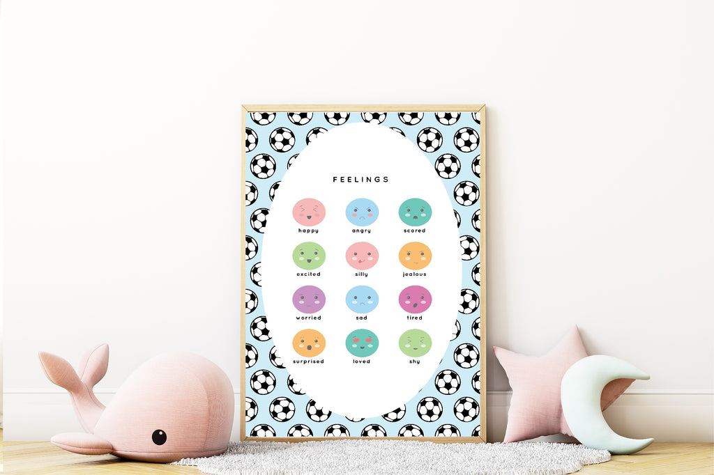 Blue Football Feelings Poster | Emotional Support Tool Wall Art