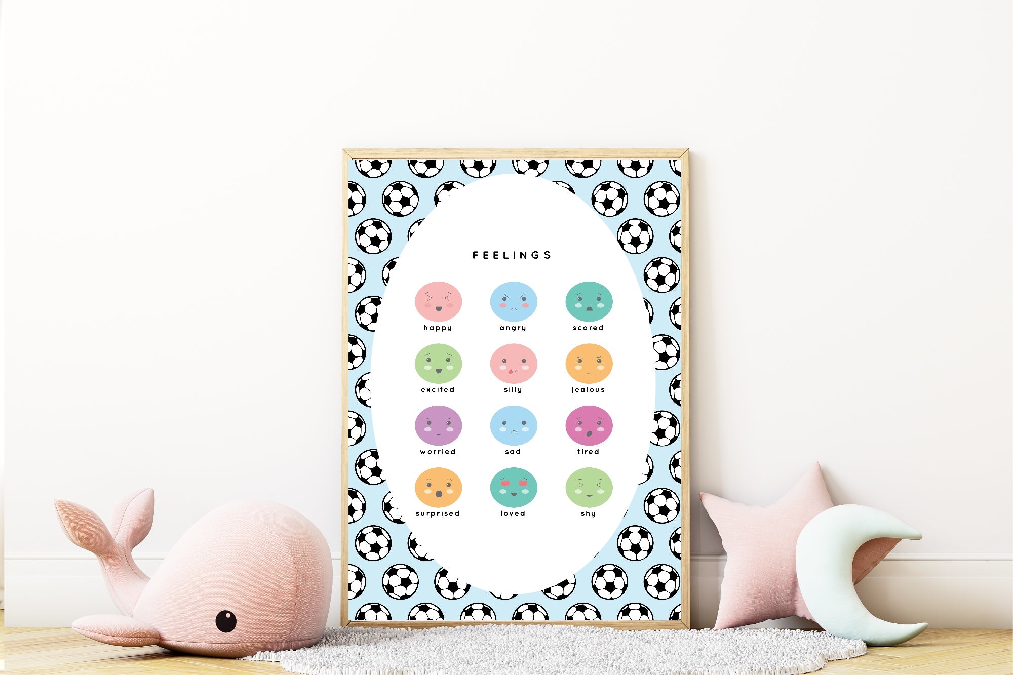Blue Football Feelings Poster | Emotional Support Tool Wall Art