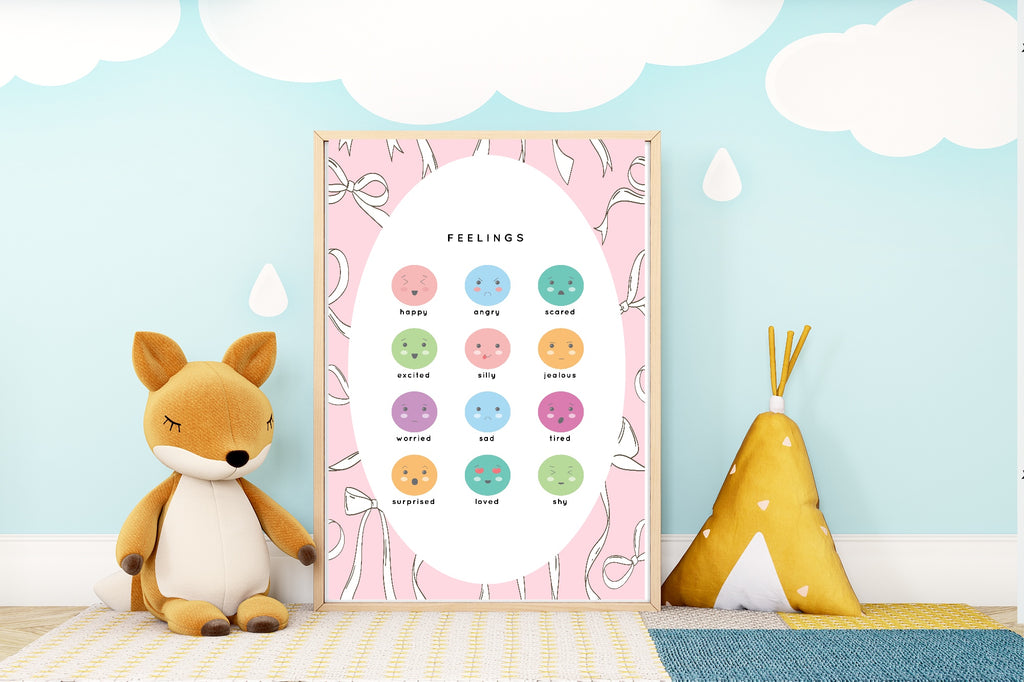 Pink Bow Feelings Poster | Emotional Support Tool Wall Art