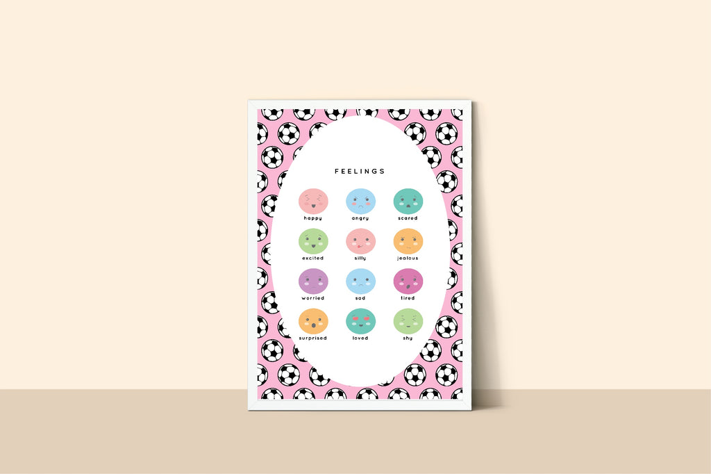 Pink Football Feelings Poster | Emotional Support Tool Wall Art