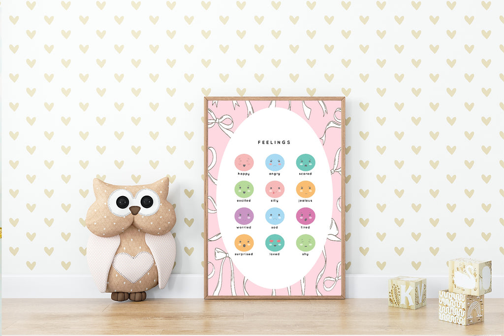Pink Bow Feelings Poster | Emotional Support Tool Wall Art