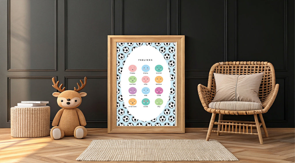 Blue Football Feelings Poster | Emotional Support Tool Wall Art