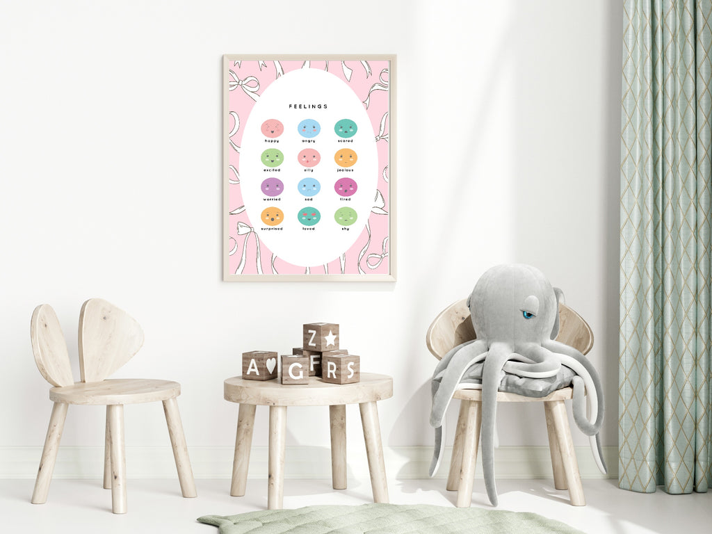 Pink Bow Feelings Poster | Emotional Support Tool Wall Art