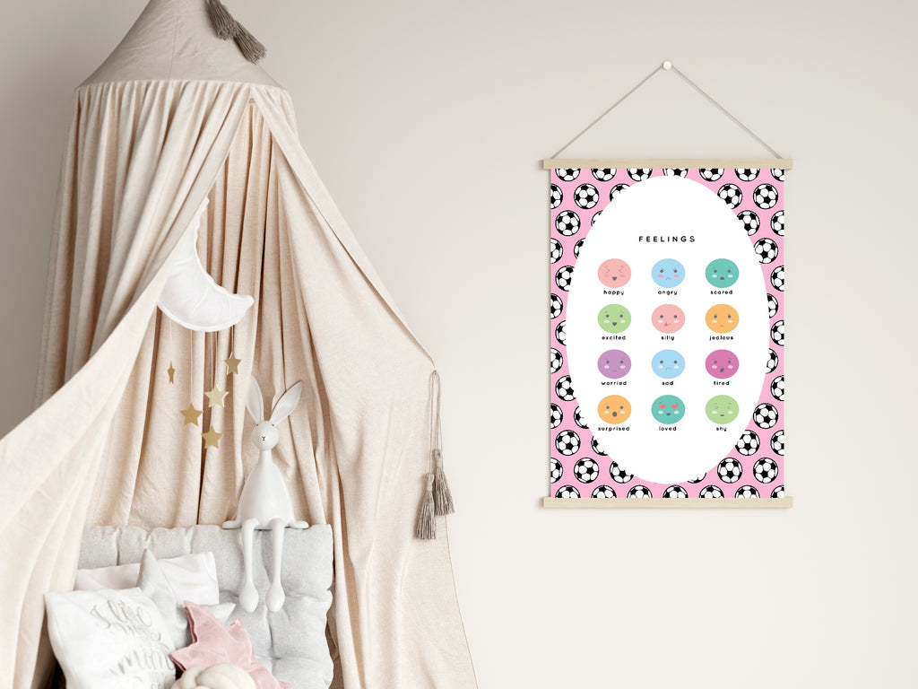 Pink Football Feelings Poster | Emotional Support Tool Wall Art