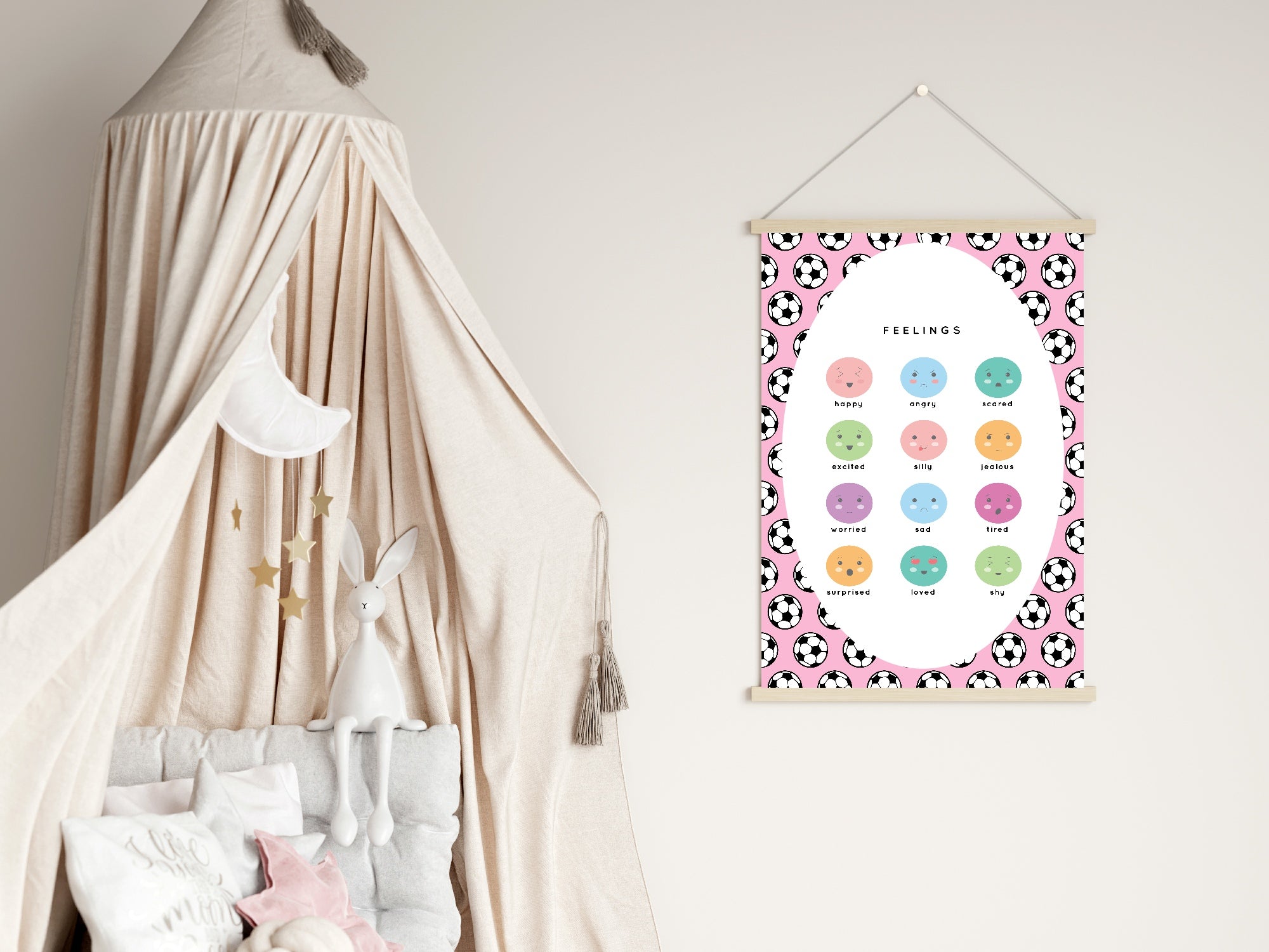 Pink Football Feelings Poster | Emotional Support Tool Wall Art