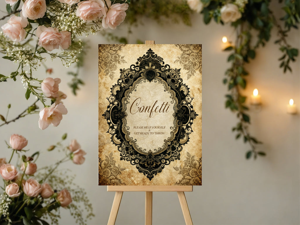 Black Lace Oval Frame Complete Wedding Signage Bundle
