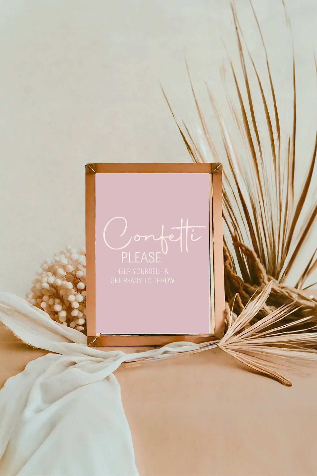 Dusky Pink Confetti Wedding Party Sign - Larosier Prints