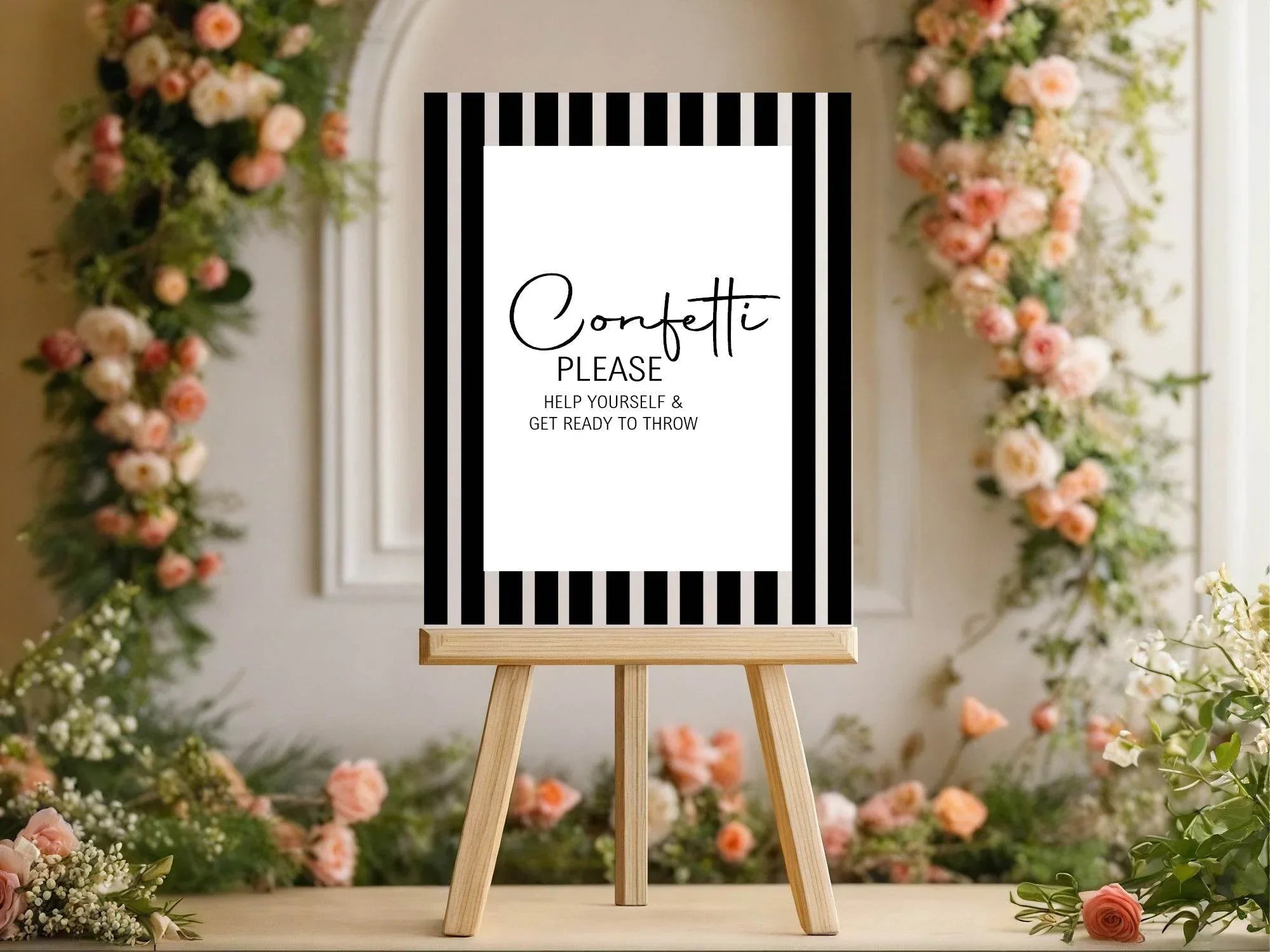 Black & White Confetti Wedding Party Sign - Larosier Prints