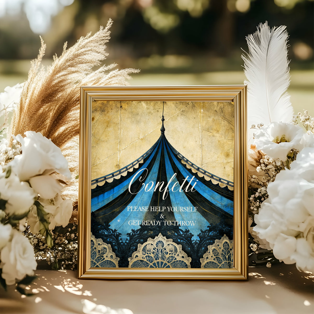 Gothic Circus Confetti Sign wedding design