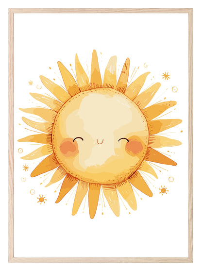 Cute Sun Print | Watercolour | Nursery Wall Art