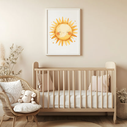 Cute Sun Print | Watercolour | Nursery Wall Art