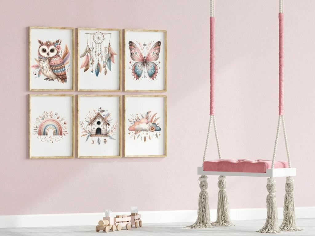 Boho Bird House Print | Nursery Wall Art - Larosier Prints