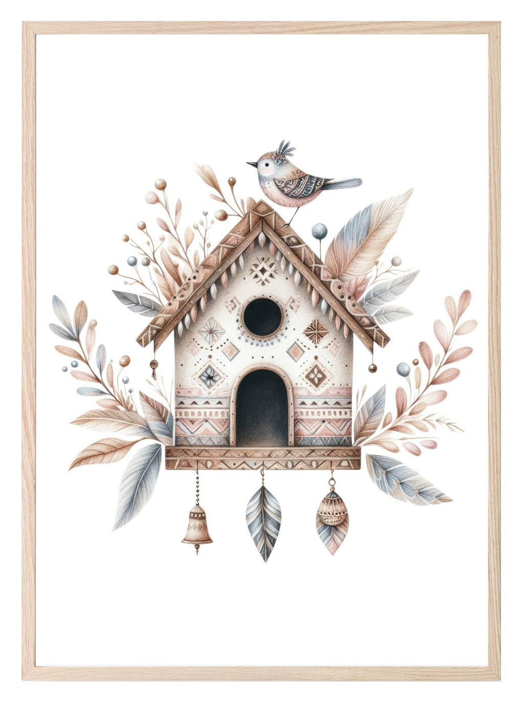 Boho Bird House Print | Nursery Wall Art - Larosier Prints