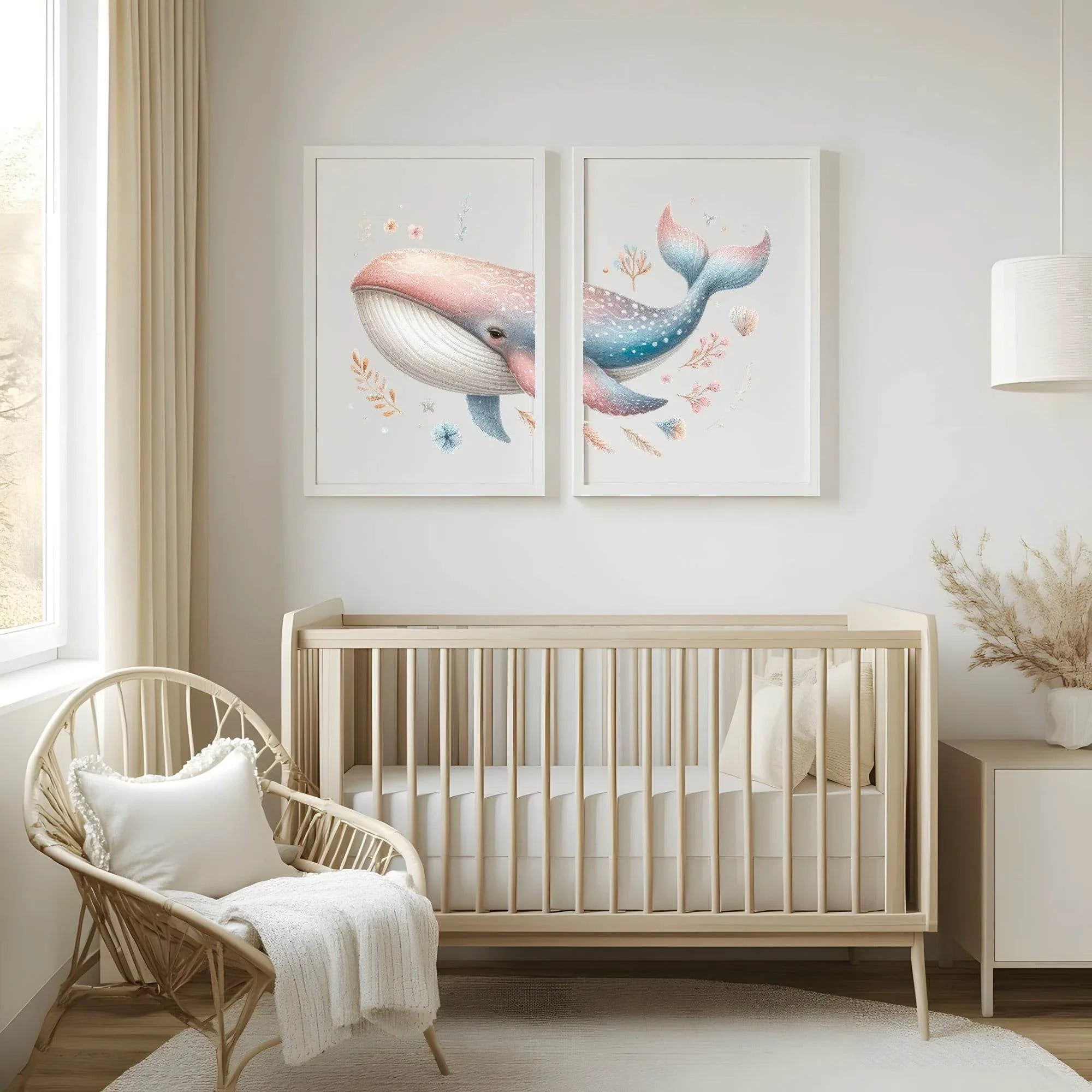 Boho Whale Print | Nursery Wall Art - Larosier Prints