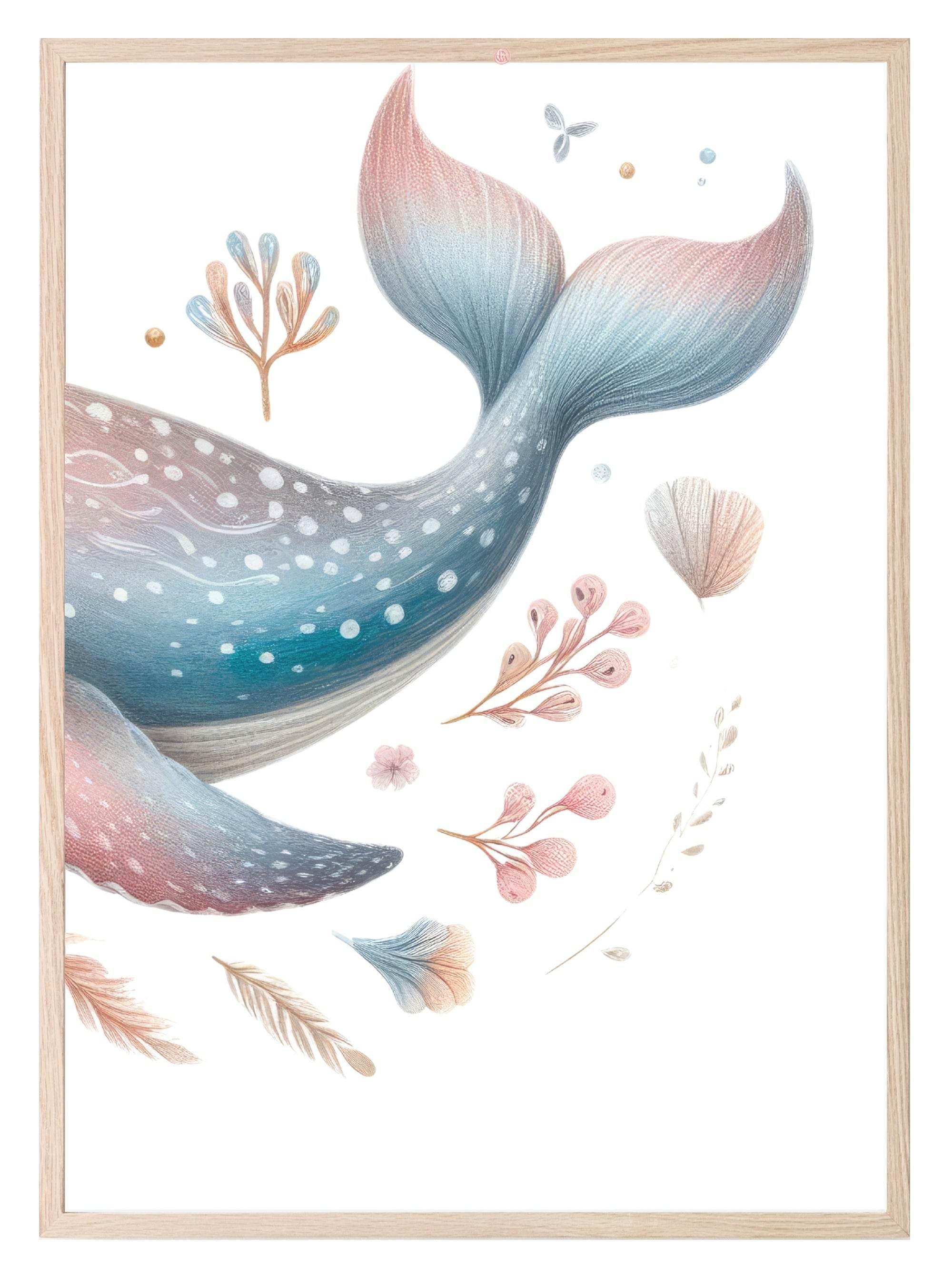 Boho Whale Print | Nursery Wall Art - Larosier Prints