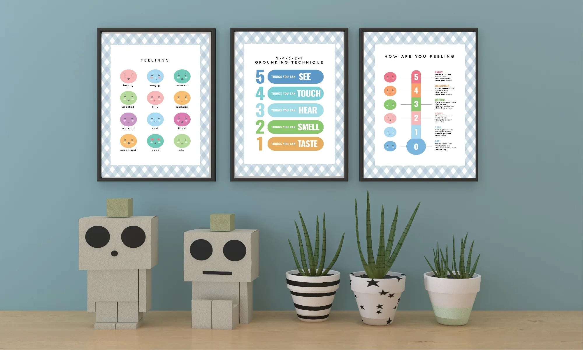 Pastel Plaid Grounding Technique Support Tool Wall Art | Blue, Pink or Mint Green - Larosier Prints