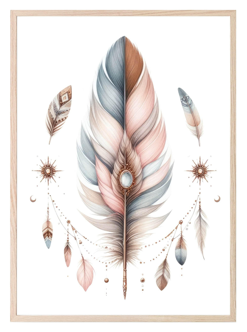 Boho Feather Print | Nursery Wall Art - Larosier Prints