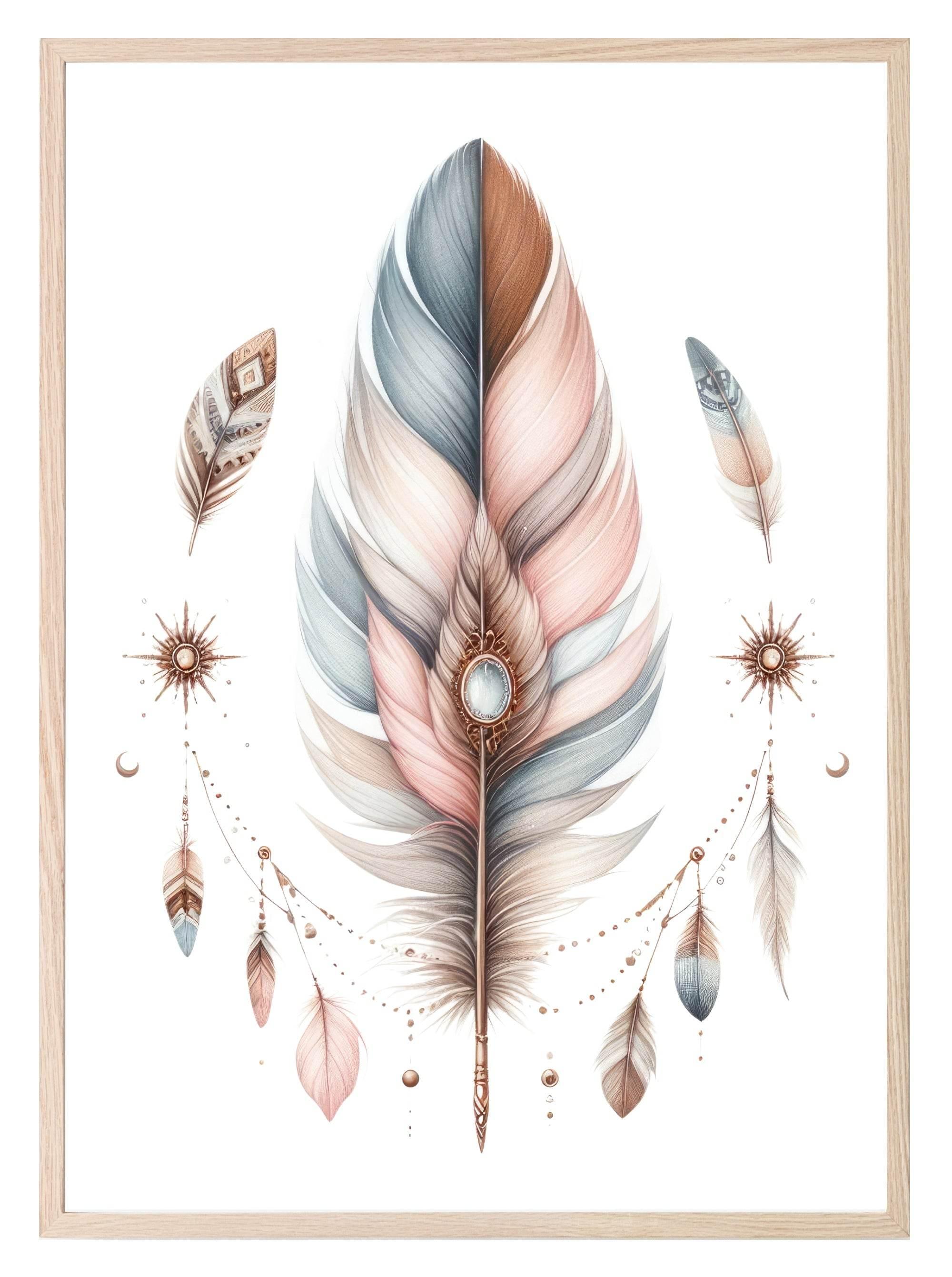 Boho Feather Print | Nursery Wall Art - Larosier Prints