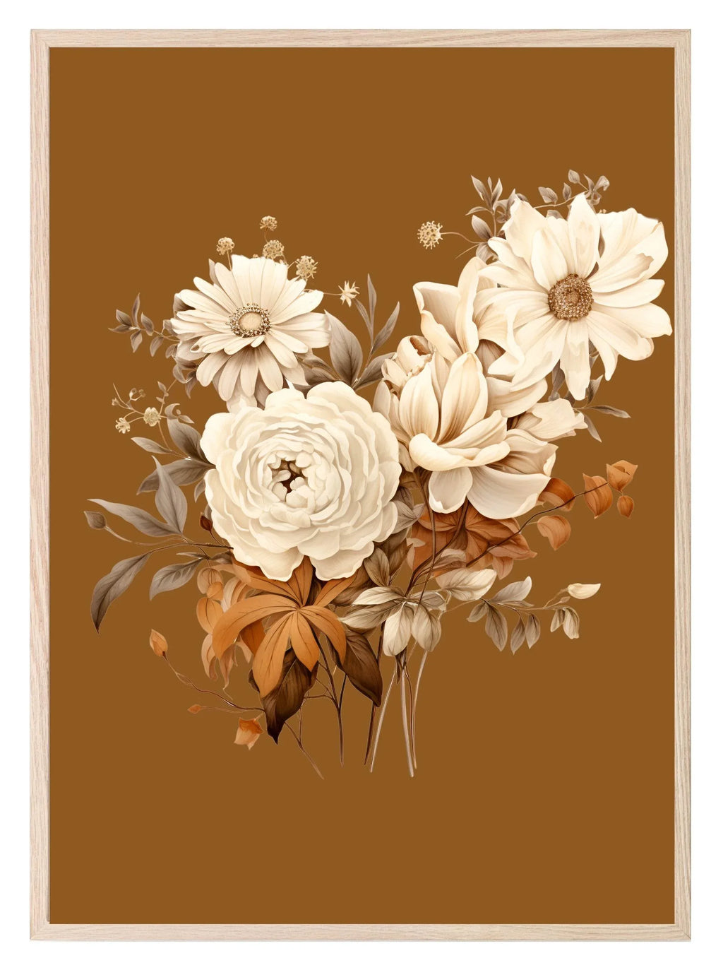 Mahogany Flower Print | Antique | Nursery Wall Art - Larosier Prints