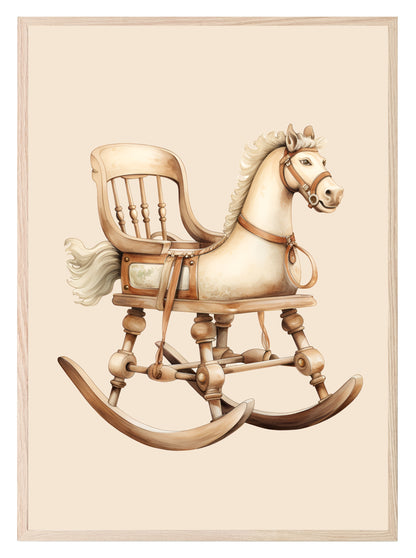 Rocking Horse Print | Antique | Nursery Wall Art