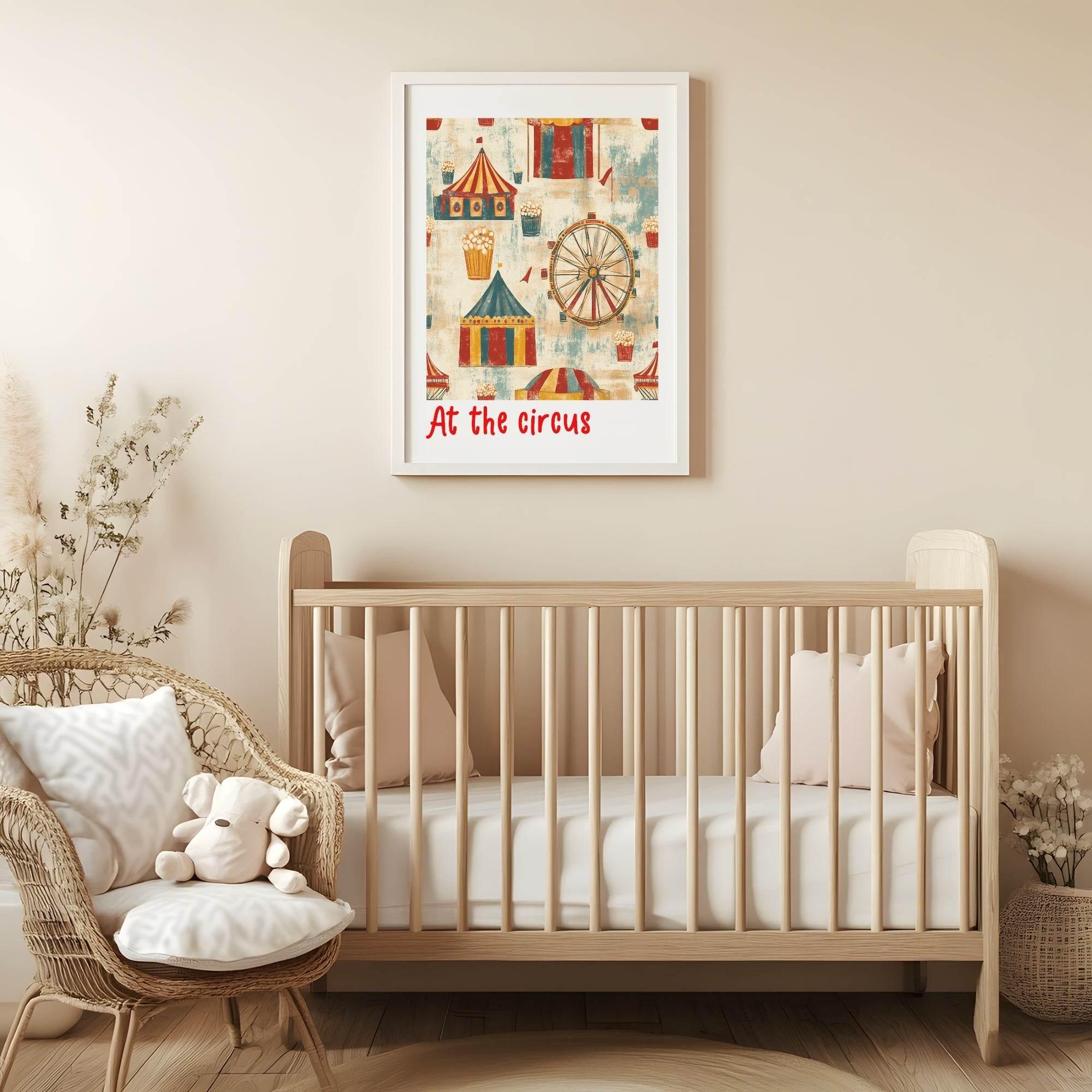 At The Circus Print | Circus Pattern | Nursery Wall Art - Larosier Prints