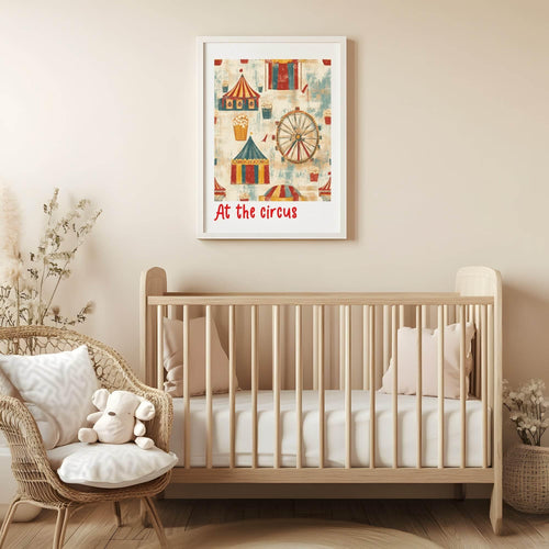At The Circus Print | Circus Pattern | Nursery Wall Art - Larosier Prints