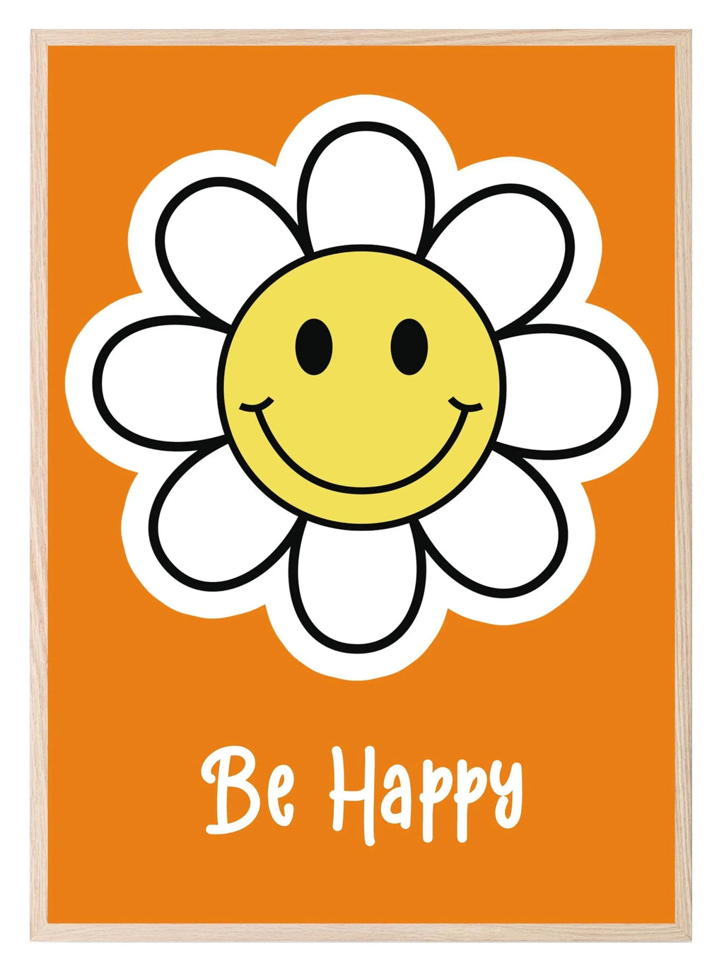 Be Happy Print | Daisy | Orange | Nursery Wall Art - Larosier Prints