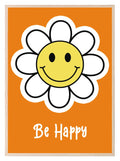 Be Happy Print | Daisy | Orange | Nursery Wall Art - Larosier Prints