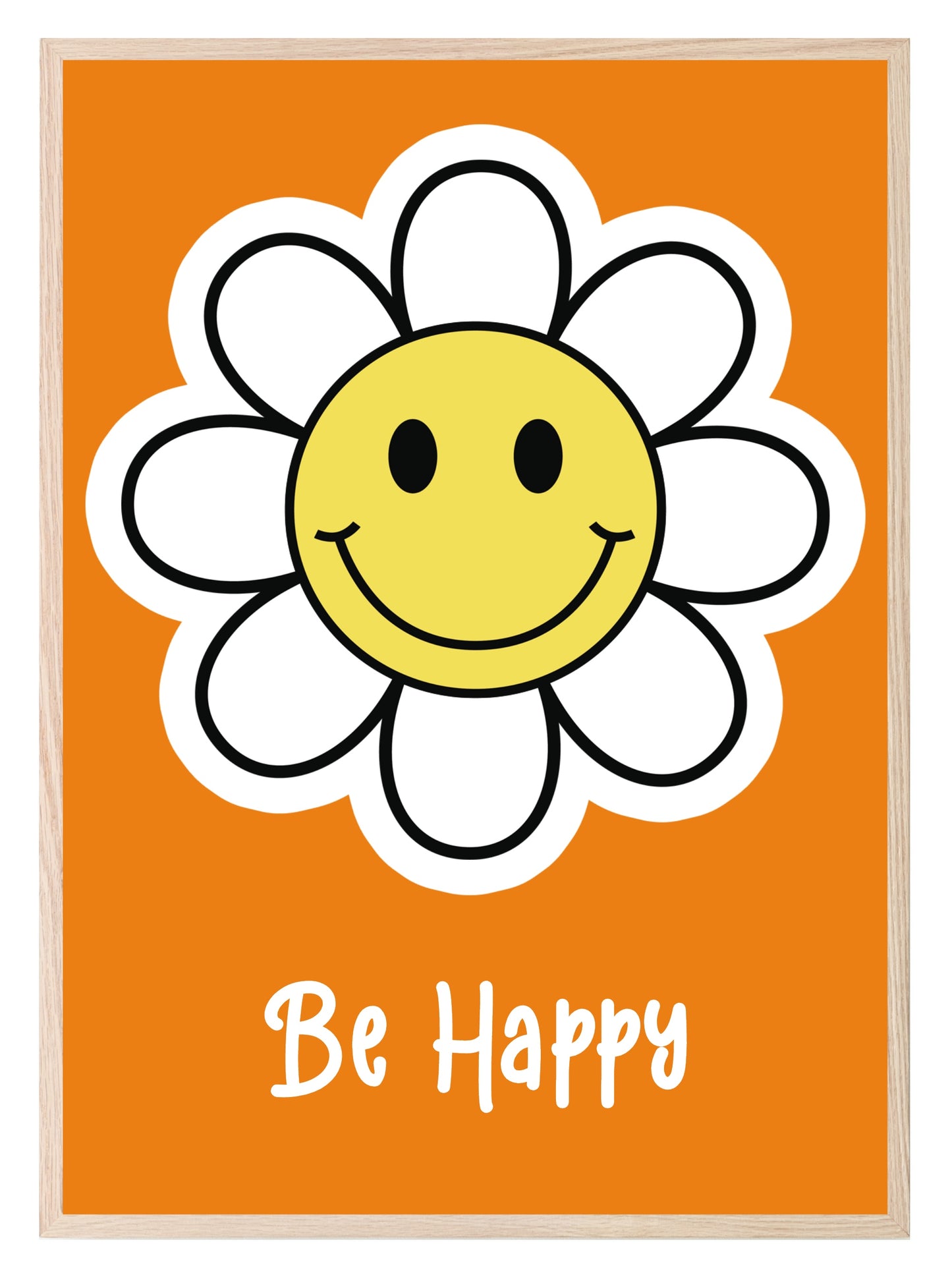 Be Happy Print | Daisy | Orange | Nursery Wall Art