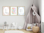 Pastel Plaid Alphabet Educational Wall Art Poster | Blue, Pink or Mint Green - Larosier Prints