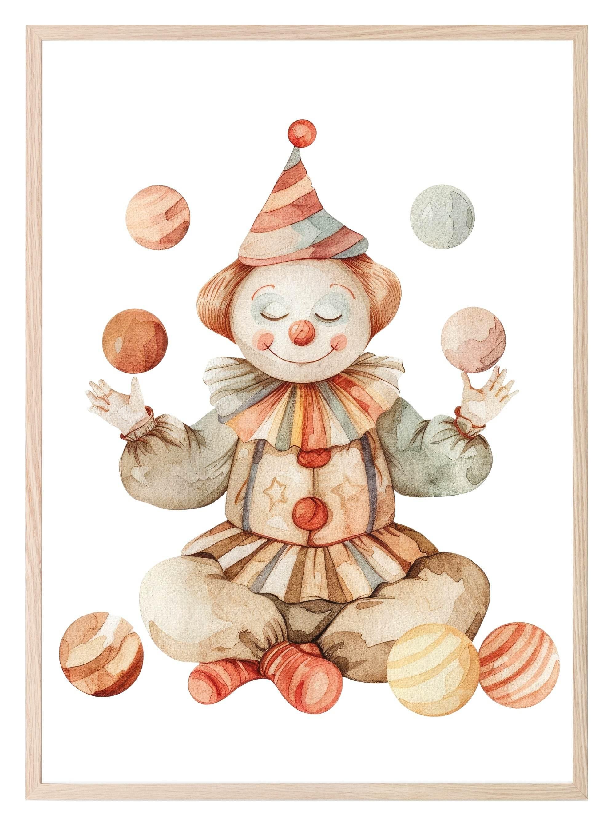 Clown Juggling Print | Nursery Wall Art - Larosier Prints