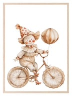 Clown On A Bicycle Print | Nursery Wall Art - Larosier Prints