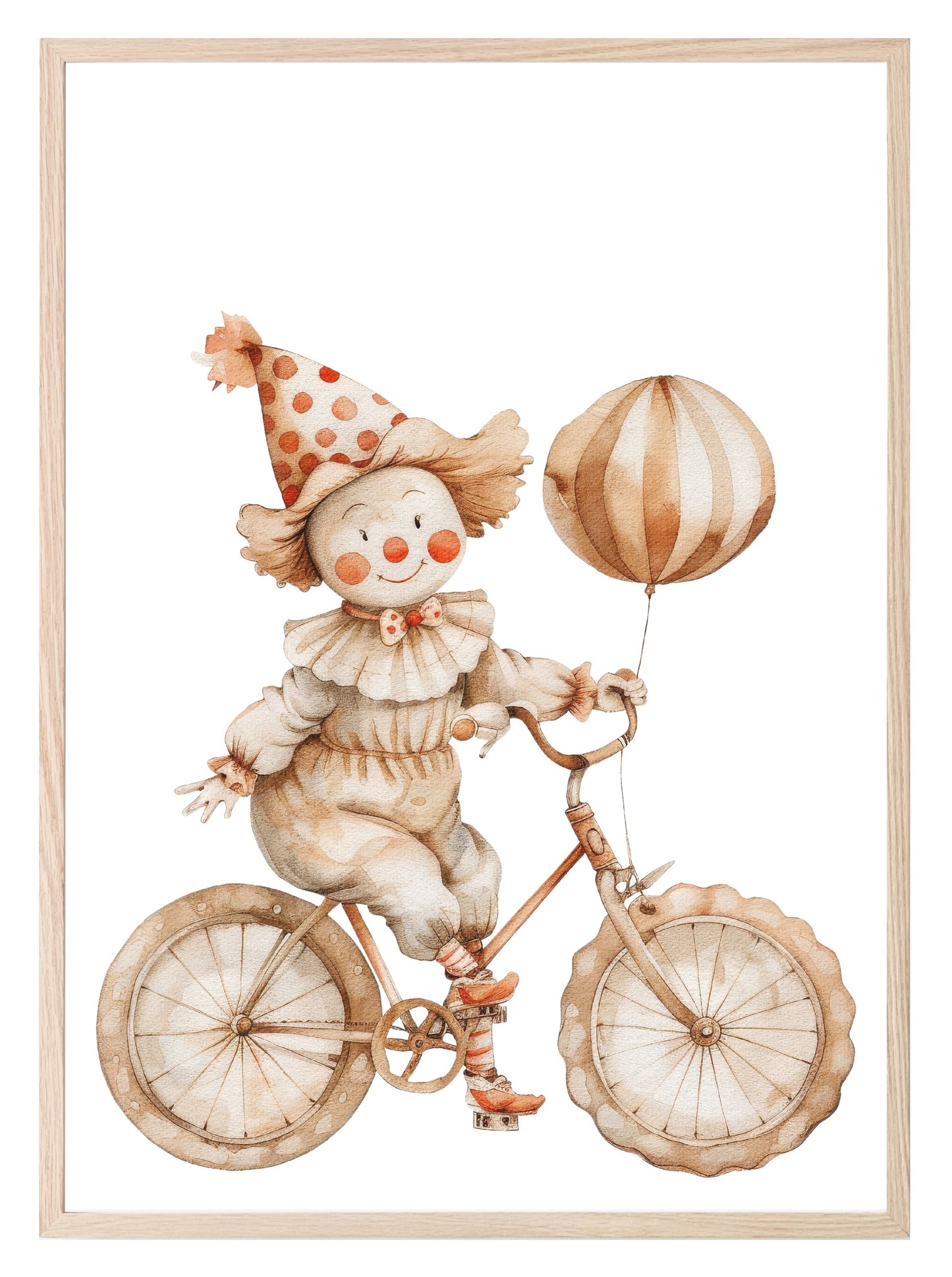 Clown On A Bicycle Print | Nursery Wall Art