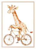 Giraffe On A Bicycle Print | Nursery Wall Art - Larosier Prints