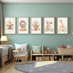 Giraffe On A Bicycle Print | Nursery Wall Art - Larosier Prints