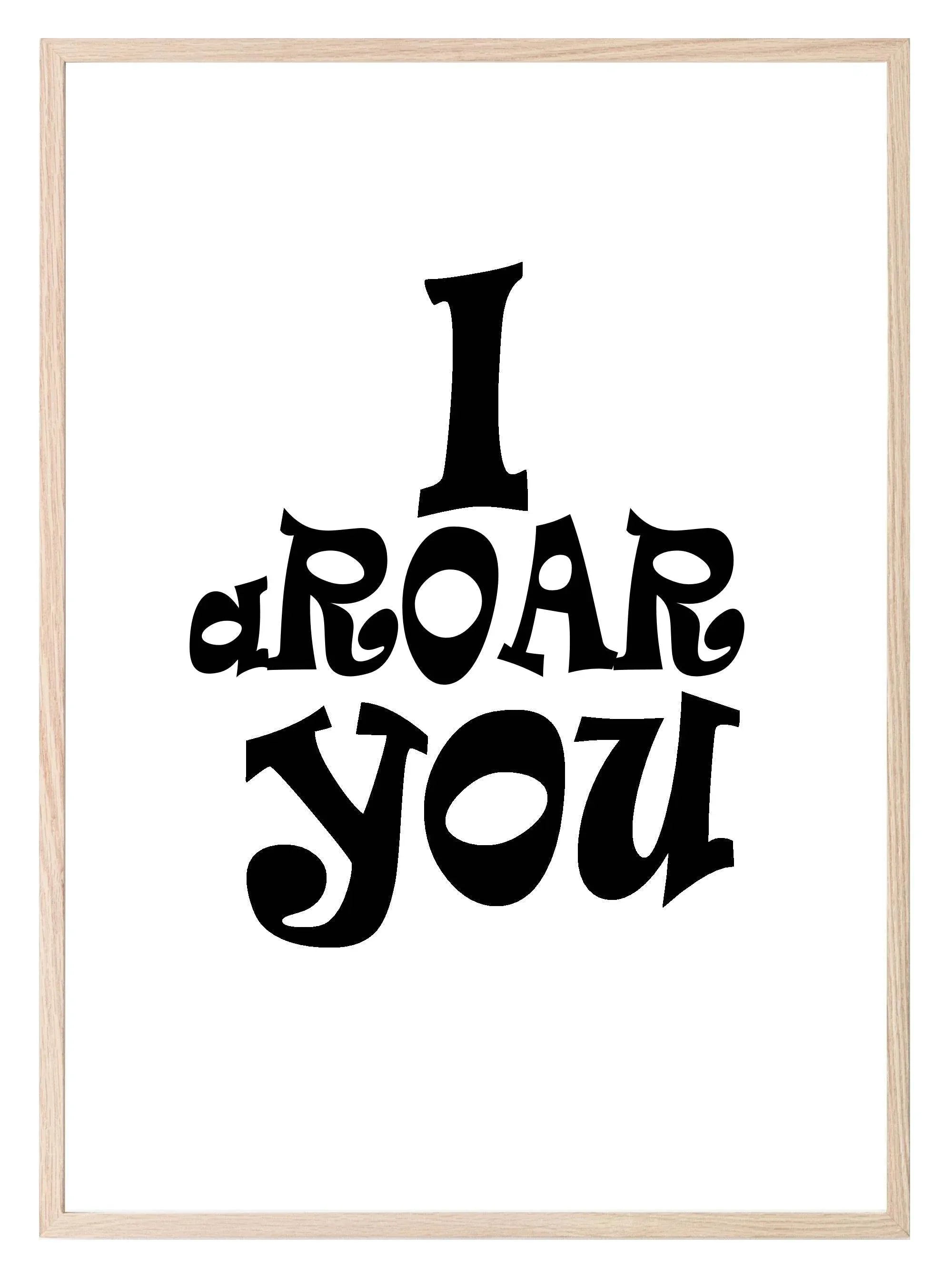 Cute Dinosaur Print | I a ROAR You | Monochrome | Nursery Wall Art - Larosier Prints