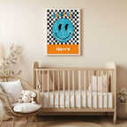 Mama's Boy Emoji Print | Checkerboard | Personalised Name | Nursery Wall Art - Larosier Prints